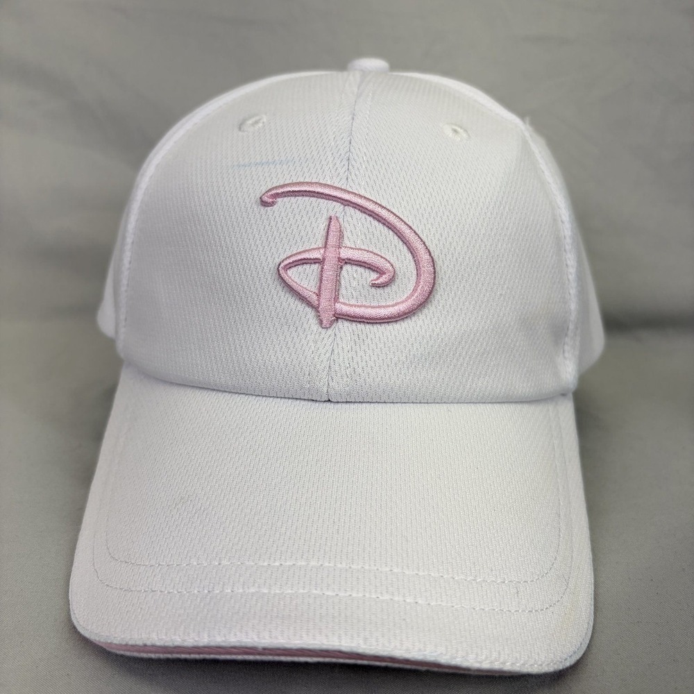Disney Parks Baseball Hat Logo Adult OSFM White Pink Embroidered Cap